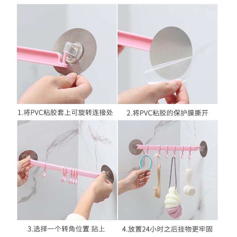 大信百貨》浴室轉角六連勾【新品優惠】排勾 掛架 移動掛勾 旋轉掛勾 移動掛鉤 六連移動旋轉掛勾 門後勾-細節圖8
