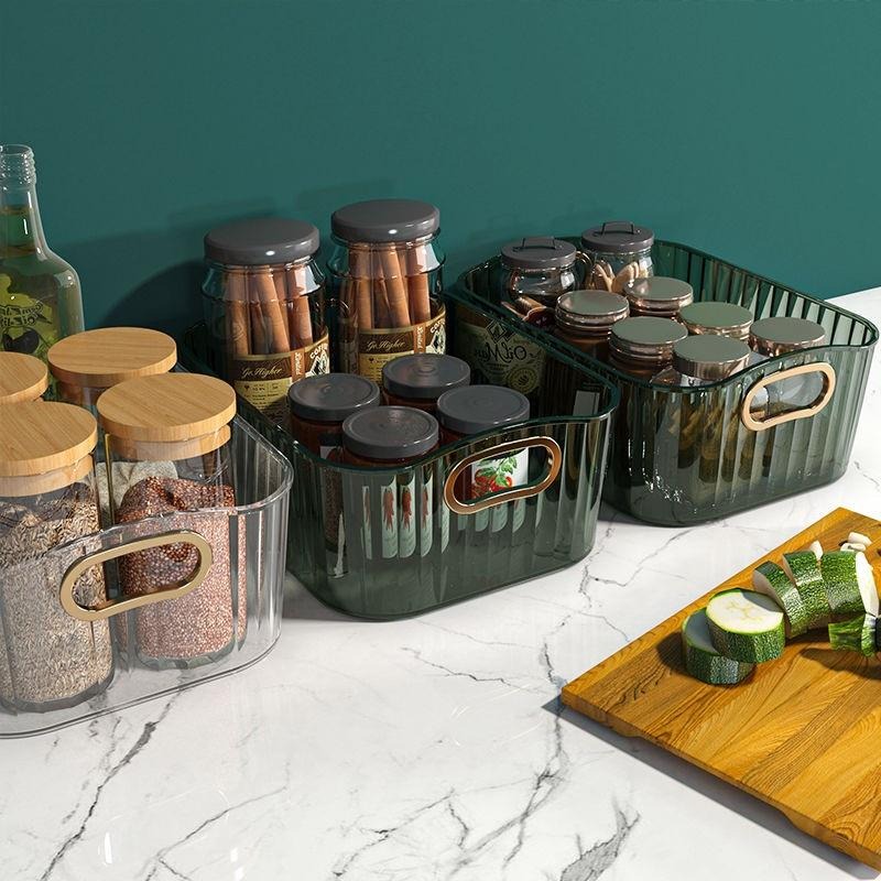 大信百貨》輕奢 收納盒【高顏值✨】桌面化妝品 雜物整理盒 零食盒 廚房收納 化妝收納箱 文具盒 收納框 置物盒-細節圖4