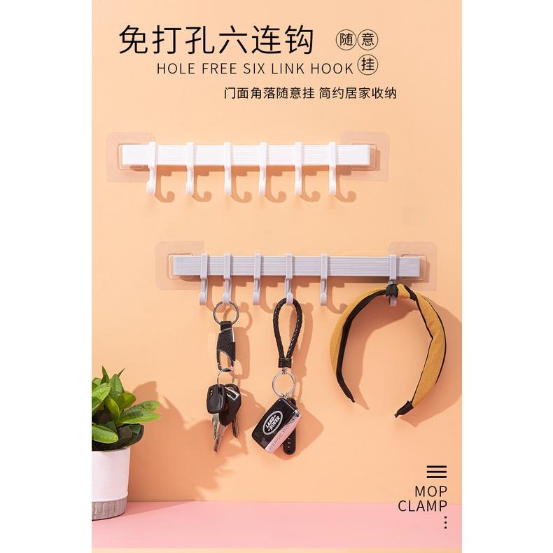 大信百貨》無痕活動6連掛勾【新品優惠】 排勾 掛架 移動掛勾 旋轉掛勾 移動掛鉤 六連移動旋轉掛勾 門後-細節圖3