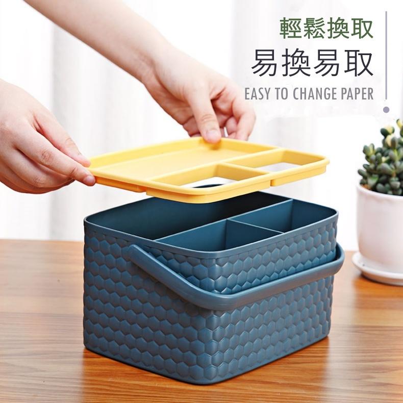 大信百貨》手提 三格紙巾盒【新品特價】面紙盒 桌上收納 衛生紙盒 收納盒 衛生紙收納盒 紙巾盒 面紙收納盒，面紙盒浴室-細節圖2