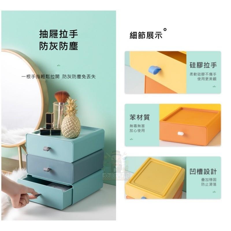 大信百貨》北歐風 抽屜式撞色收納盒 辦公桌面 可疊加 文件收納盒 多功能置物櫃 抽屜盒，北歐抽屜-細節圖4