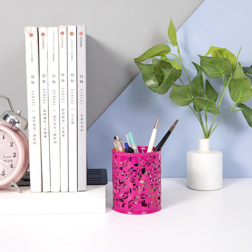 大信百貨》 高雅鐵筆筒 鐵藝筆筒 金屬多功能筆筒 創意鏤空網格金屬筆筒 桌面收納 筆筒 收納桶 收納 辦公用品 文具-細節圖2