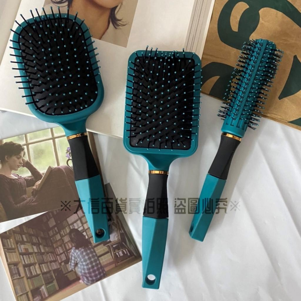 大信百貨》墨綠質感 按摩氣囊梳【新品促銷】髮型梳 按摩梳子 按摩頭皮 捲梳 排骨梳 男女吹頭梳，墨綠梳子-細節圖6