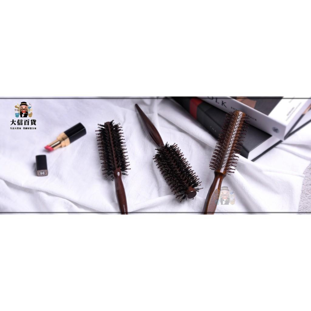 大信百貨》專業美髮 質感捲梳 情人節 七夕 送禮 捲梳14排 12排 10排 梳子 捲瀏海 捲髮適用 木製 圓筒梳-細節圖2