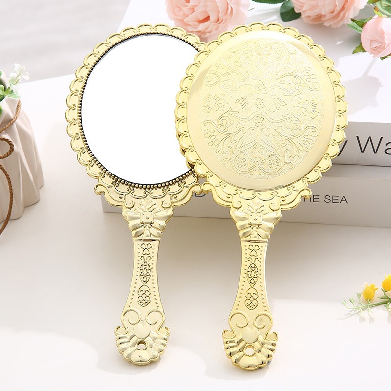 金銀 手拿鏡 全網最低價🔥 質感禮物 歐式鏡子 小鏡子 鏡子隨身 來店禮 化粧鏡 復古 紋綉-規格圖8