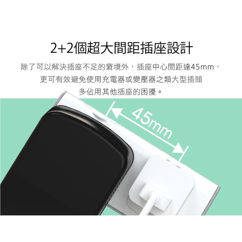 大信百貨》iPlus+ 3轉2小壁插 3變2小壁插 小壁插 四插座 PU-1043 節能方便 插座分接器 插座擴充-細節圖3