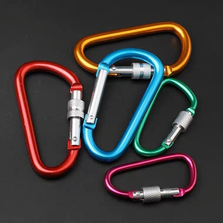 大信百貨》優選 帶鎖登山扣【🔥最低價🔥】登山扣環 掛扣 鑰匙扣 鑰匙圈鑰匙圈 d型扣 D型扣 包扣 水瓶扣 鋁合金登山扣-細節圖2