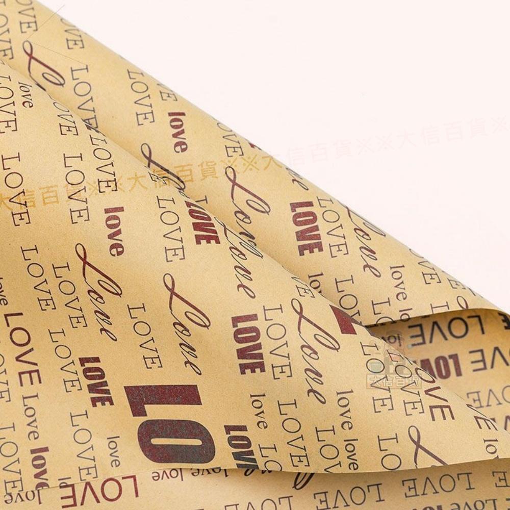 大信百貨》雙面復古英文字牛皮紙 包裝紙 韓素紙 柔光紙 韓國包裝紙 韓式 鮮花 花束 包裝 材料 乾燥花 不凋花-細節圖6