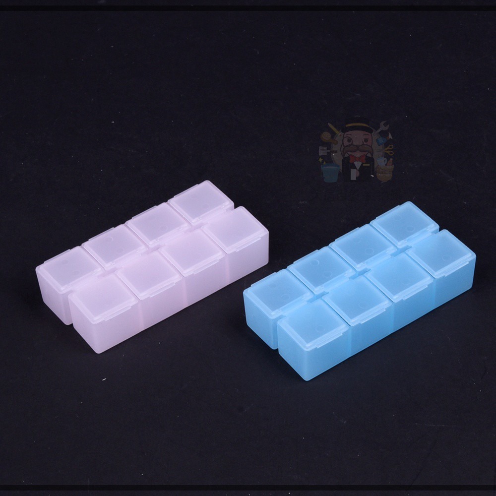 大信百貨》二入粉彩盒 4格分裝盒 旅行 攜帶 保健置藥盒 飾品盒 零件盒 分裝盒 藥盒 分隔盒，粉彩盒-細節圖2