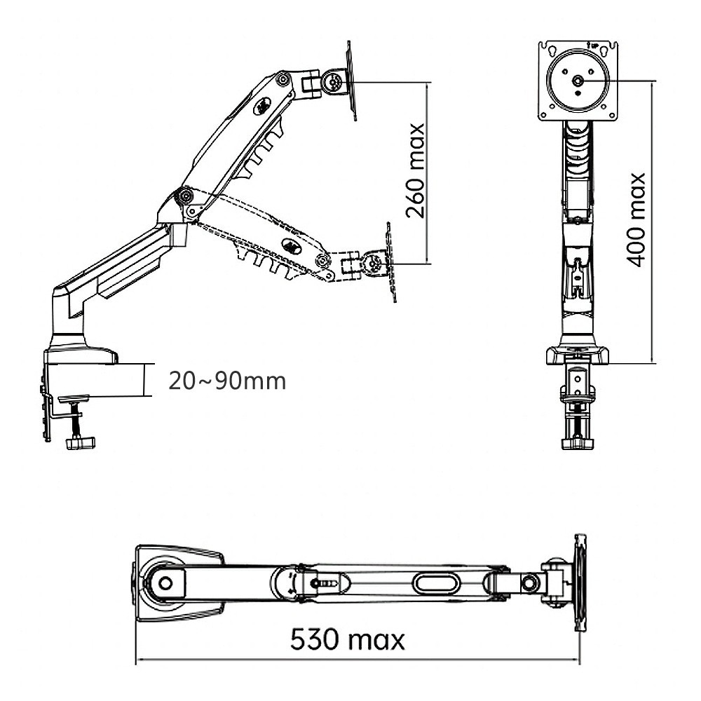 【NB F80現貨】17-30吋 氣壓式電腦螢幕支撐 螢幕支架 桌上螢幕支架 萬象轉動-細節圖4