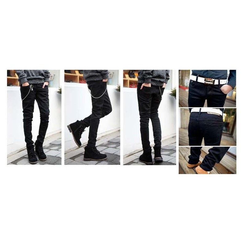 ⚡艾希特之心⚡長褲 牛仔長褲 純色牛仔褲 韓版工裝褲 丹寧褲 高質感牛仔長褲黑色現貨 休閒長褲 顯瘦長褲 男女可穿-細節圖5