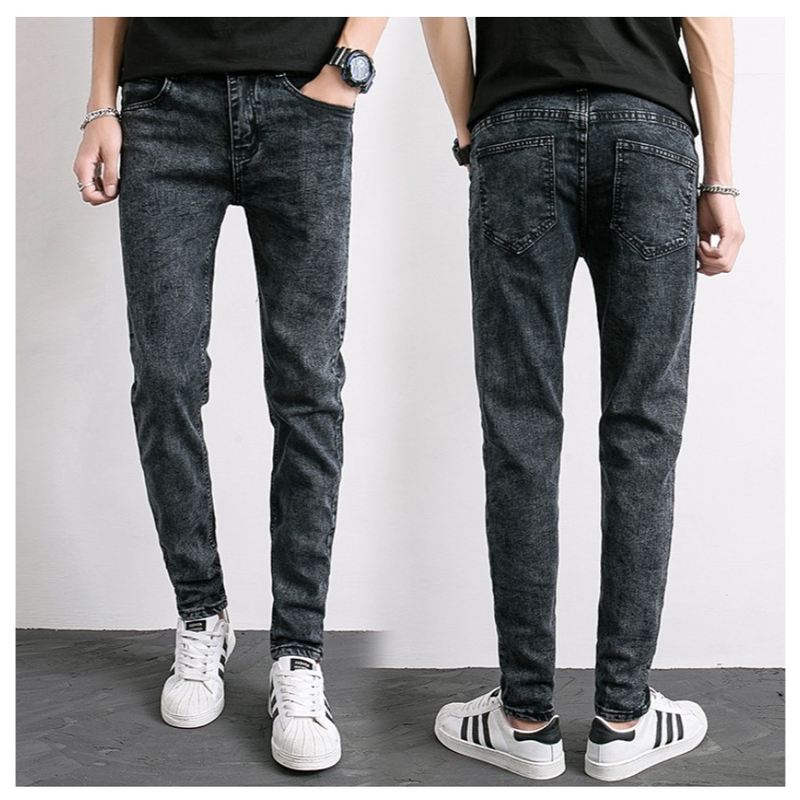 ⚡艾希特之心⚡長褲 牛仔長褲 純色牛仔褲 韓版工裝褲 丹寧褲 高質感牛仔長褲黑色現貨 休閒長褲 顯瘦長褲 男女可穿-細節圖10