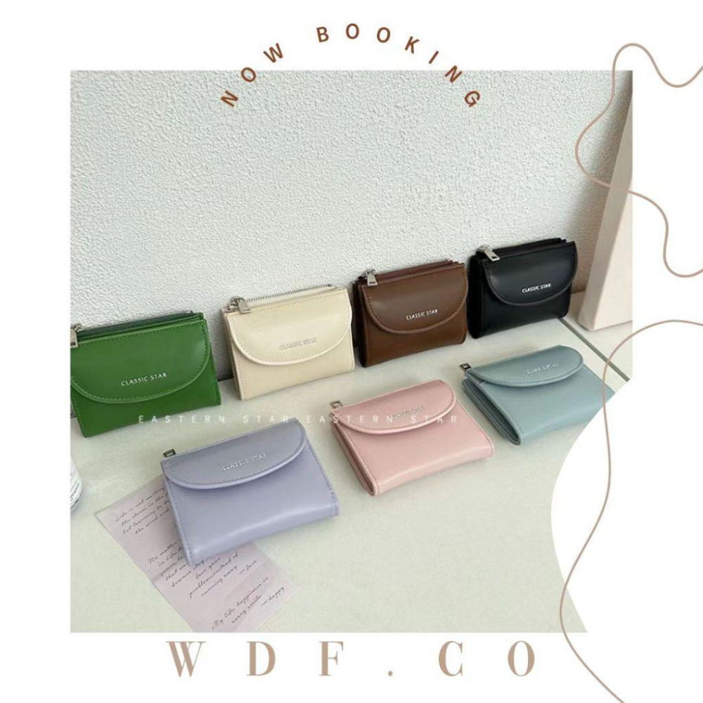 WDF.CO現貨｜2023韓國7色美拉德零錢包 │黑白藍粉紫咖綠 │對折短夾｜錢包｜皮革拉鍊｜短夾｜收納小包｜卡夾-細節圖2