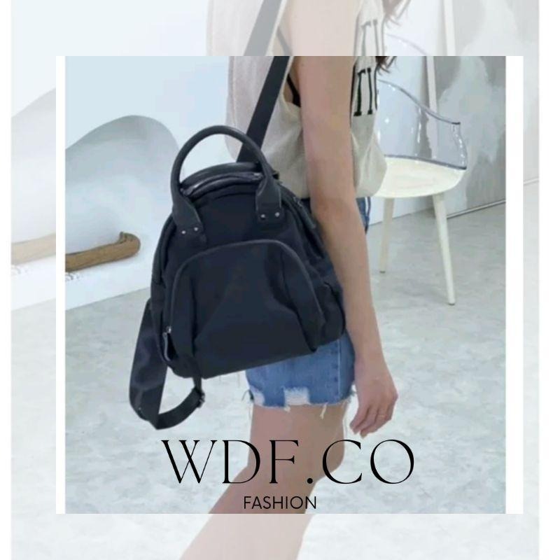 WDF.CO 現貨│ 韓國3色真皮尼龍│黑紅黃│後背包 │防潑水 │大容量 │真皮手提│雙肩包│包包女斜背包│通勤包-細節圖3