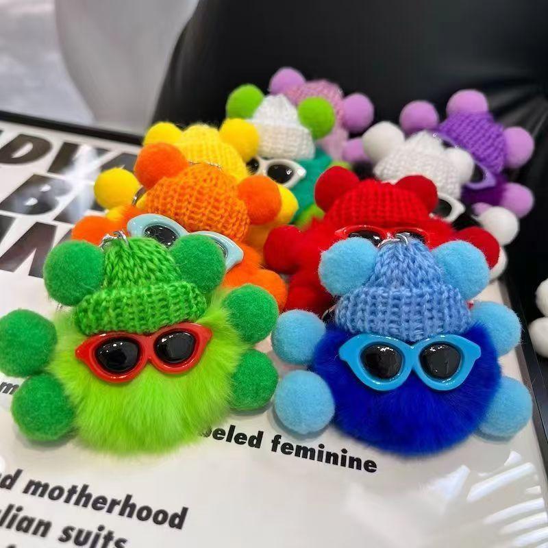 WDF.CO現貨│2025韓國新款8CM墨鏡小煤球│11色獺兔毛掛件│鑰匙圈│包包吊飾│汽車鑰匙掛件│包包掛飾│ins-細節圖2