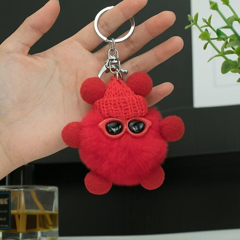 WDF.CO現貨│2025韓國新款8CM墨鏡小煤球│11色獺兔毛掛件│鑰匙圈│包包吊飾│汽車鑰匙掛件│包包掛飾│ins-細節圖4
