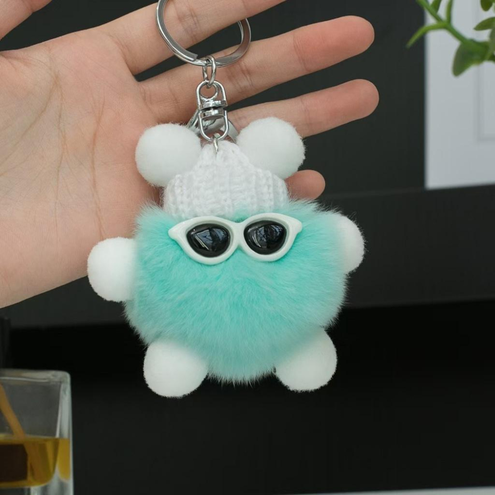 WDF.CO現貨│2025韓國新款8CM墨鏡小煤球│11色獺兔毛掛件│鑰匙圈│包包吊飾│汽車鑰匙掛件│包包掛飾│ins-細節圖5