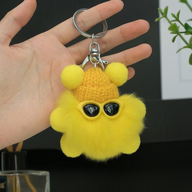 WDF.CO現貨│2025韓國新款8CM墨鏡小煤球│11色獺兔毛掛件│鑰匙圈│包包吊飾│汽車鑰匙掛件│包包掛飾│ins-細節圖9
