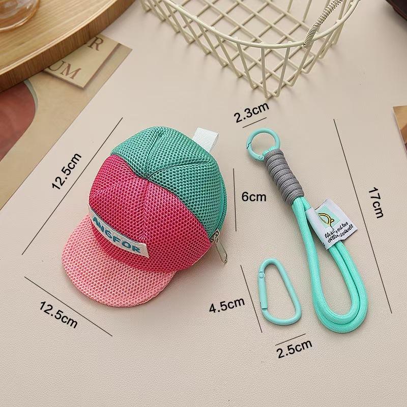 WDF.CO現貨│2025韓國新款多巴胺零錢網帽│粉黃紫3色耳機帽│附編織繩│收納包│外出包│零錢包│吊飾掛件│-細節圖4