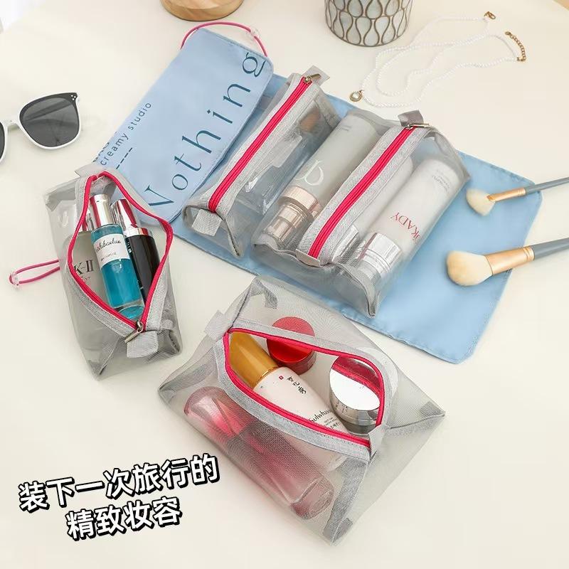 WDF.CO現貨│2025韓國新款乾濕分離洗漱化妝包│黑白藍粉4色旅行收納包 │可拆化妝品包｜大容量｜露營用｜外出包-細節圖3