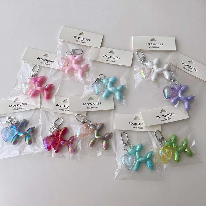 WDF.CO現貨｜2025韓國新款五彩氣球狗鑰匙圈│8款彩色貴賓狗包包掛件│愛心亞克力吊件│背包掛件│包包吊飾│-細節圖2