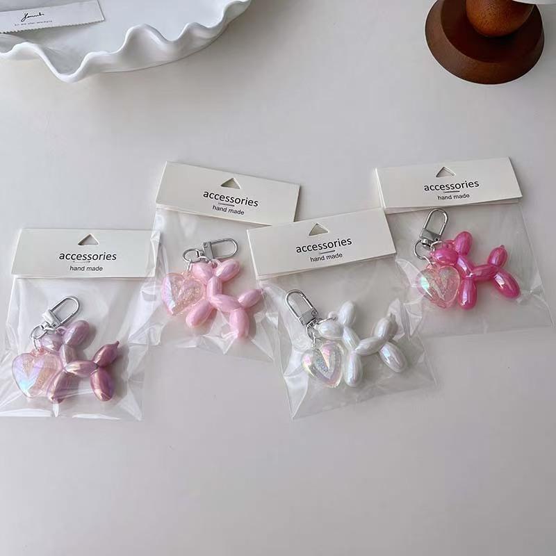 WDF.CO現貨｜2025韓國新款五彩氣球狗鑰匙圈│8款彩色貴賓狗包包掛件│愛心亞克力吊件│背包掛件│包包吊飾│-細節圖3