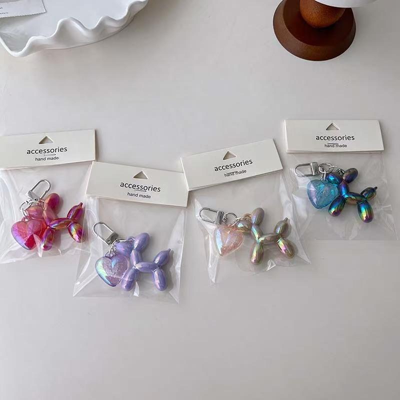 WDF.CO現貨｜2025韓國新款五彩氣球狗鑰匙圈│8款彩色貴賓狗包包掛件│愛心亞克力吊件│背包掛件│包包吊飾│-細節圖5