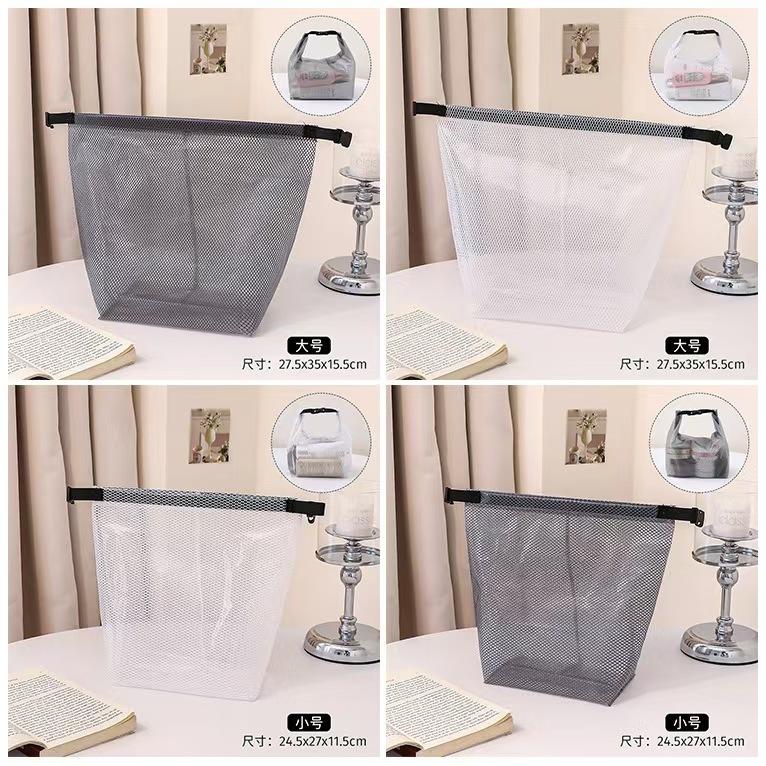 WDF.CO現貨│2025新款│透明防水斜背收納包│27.5*35cm│洗漱袋附編織吊繩│手提游泳袋│有卡扣│防水袋-細節圖2