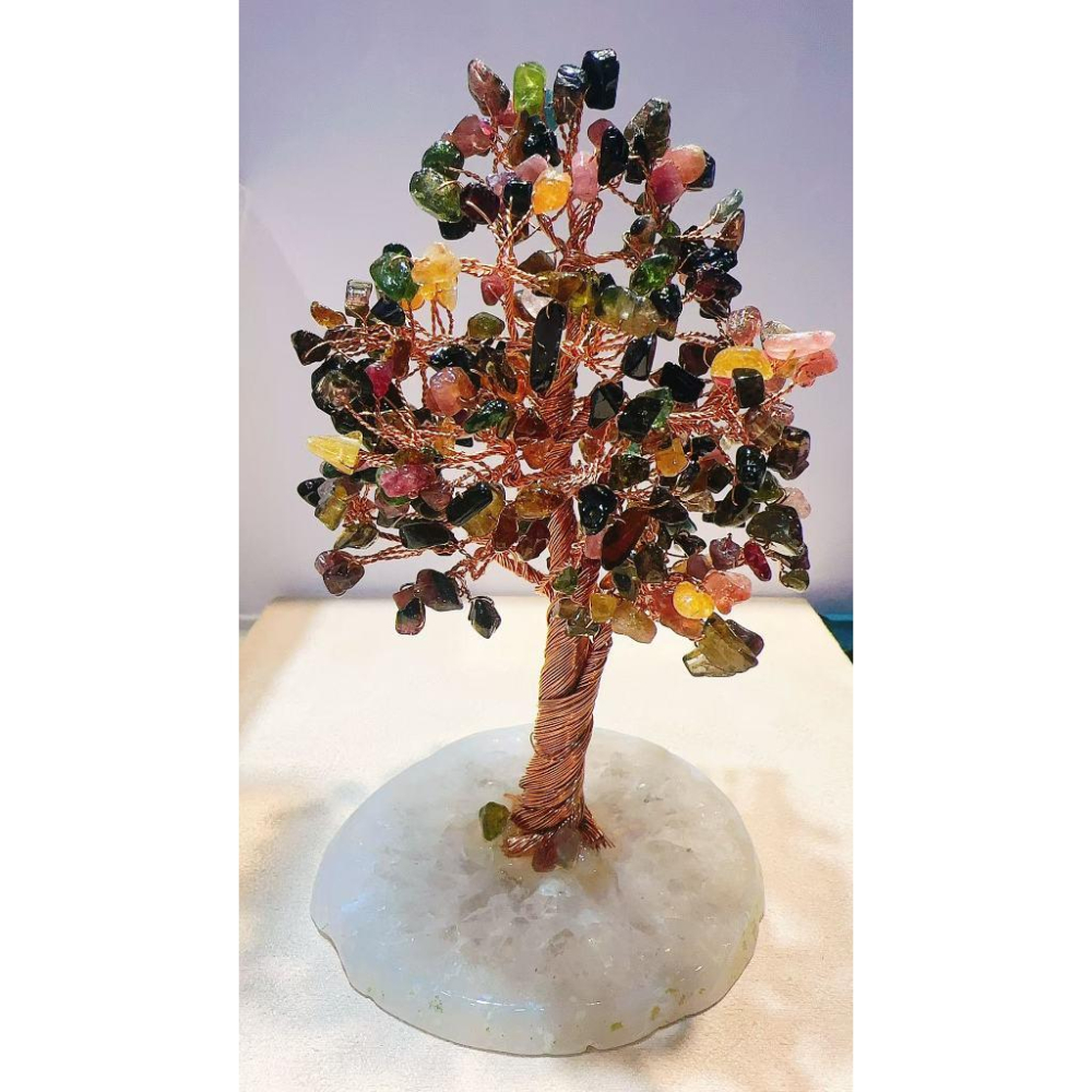 WDF.CO現貨│2025新款│11*17CM瑪瑙片水晶樹│紫水晶粉晶黃水晶│紅瑪瑙│碧璽│綠東菱│海藍寶│天然水晶擺件-細節圖5