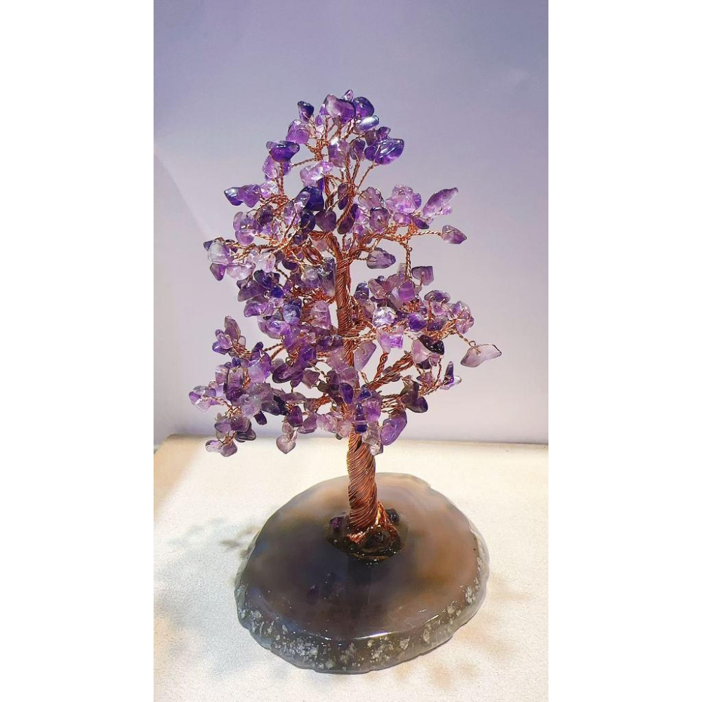 WDF.CO現貨│2025新款│11*17CM瑪瑙片水晶樹│紫水晶粉晶黃水晶│紅瑪瑙│碧璽│綠東菱│海藍寶│天然水晶擺件-細節圖6