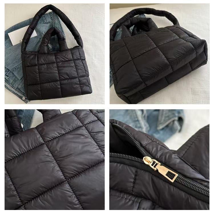 WDF.CO現貨│2024韓國東大門新方格托特包│5色吐司方塊空氣包 │大方包│單肩包｜有拉鍊｜容量大｜泡芙包｜外出包-細節圖9