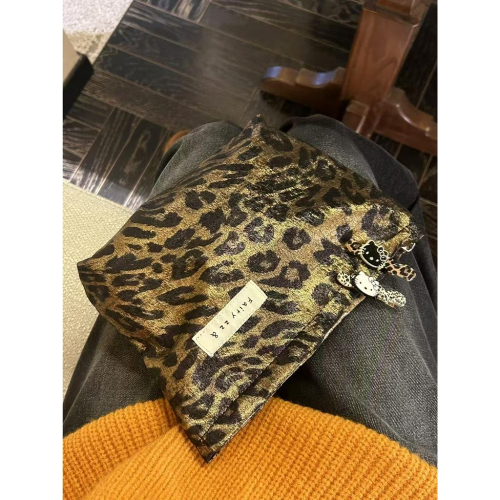 WDF.CO現貨│2025新款韓國豹紋化妝包│豹紋印花帆布洗漱包│斜背包│手拿包│有拉鍊│大容量｜雜物收納包｜通勤包-細節圖8