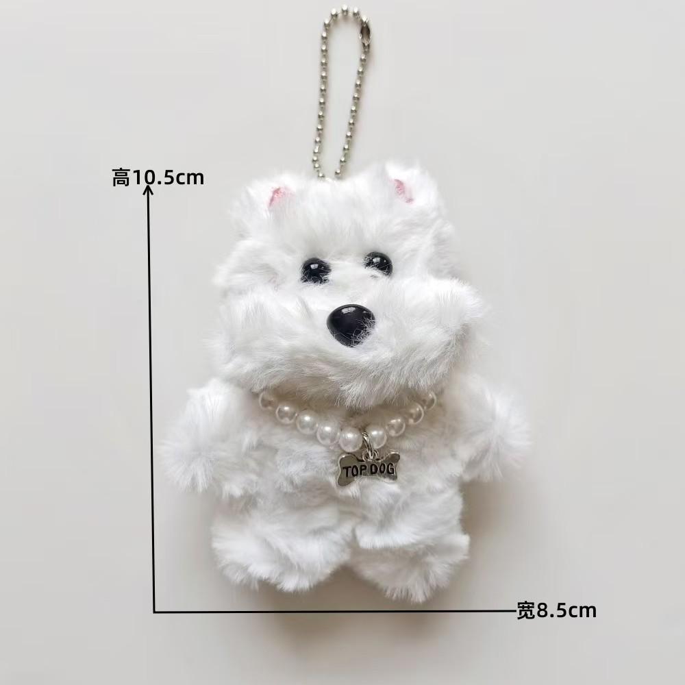 WDF.CO現貨｜2025最新韓國西高地小狗吊飾│珍珠小狗掛件│附珠鍊│咖白2色毛絨狗│汽車鑰匙扣│包包吊飾｜鑰匙圈配件-細節圖9