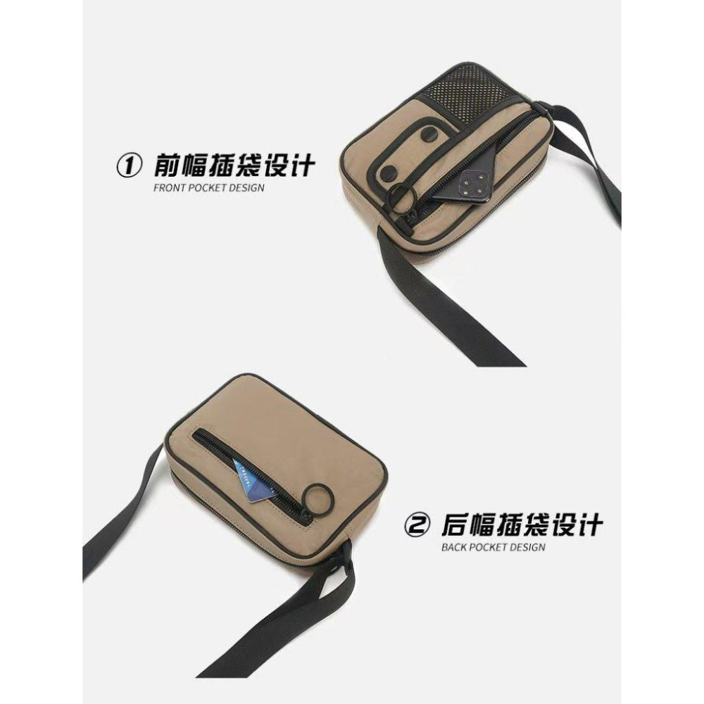 WDF.CO現貨｜2024新款日式郵差包│黑色卡其│斜背包│有拉鍊│圓形拉環│隨身包│相機包│登山小包｜大容量｜戶外包｜-細節圖4