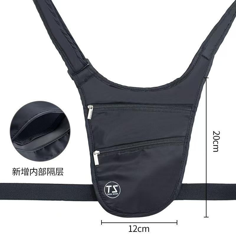 WDF.CO現貨｜2024韓國新款隱形貼身腰包│黑灰米3色外出防盜包│多功能收納包│有拉鍊│隔層多口袋│旅行包│容量大-細節圖9