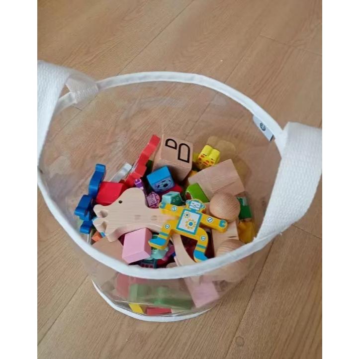 WDF.CO現貨｜2025韓式透明PVC收納筒｜大小2款洗衣籃｜收納籃子｜玩具收納袋｜積木收納箱｜圓筒袋｜雜物收納袋-細節圖8