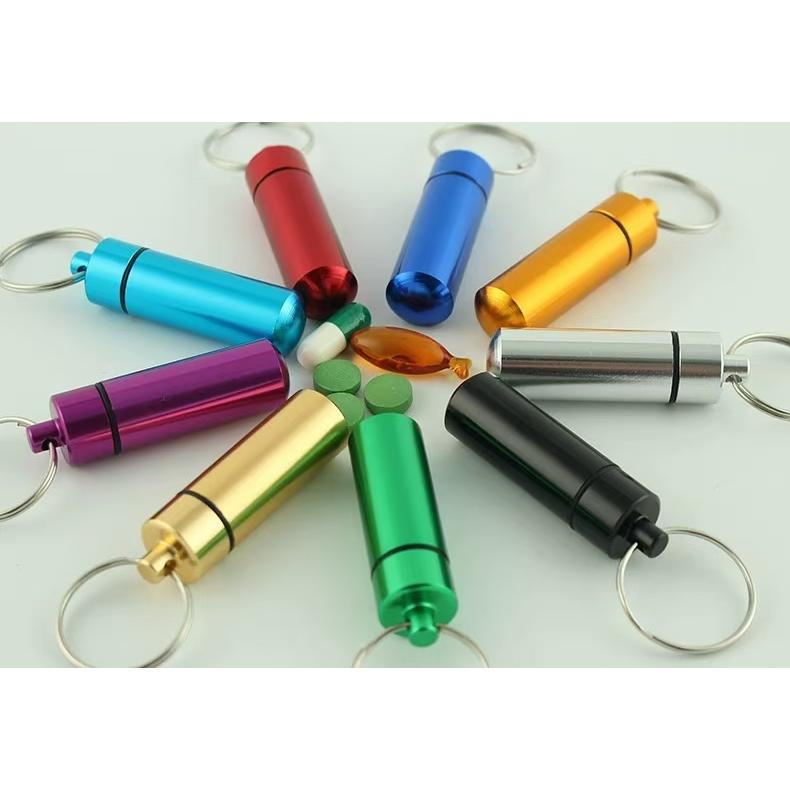 WDF.CO現貨｜鋁合金藥瓶｜隨身藥罐｜急救藥瓶收納｜戶外防水藥艙｜高罐4.8*1.4｜矮罐4*2.2｜紅紫藍綠黑金銀-細節圖3