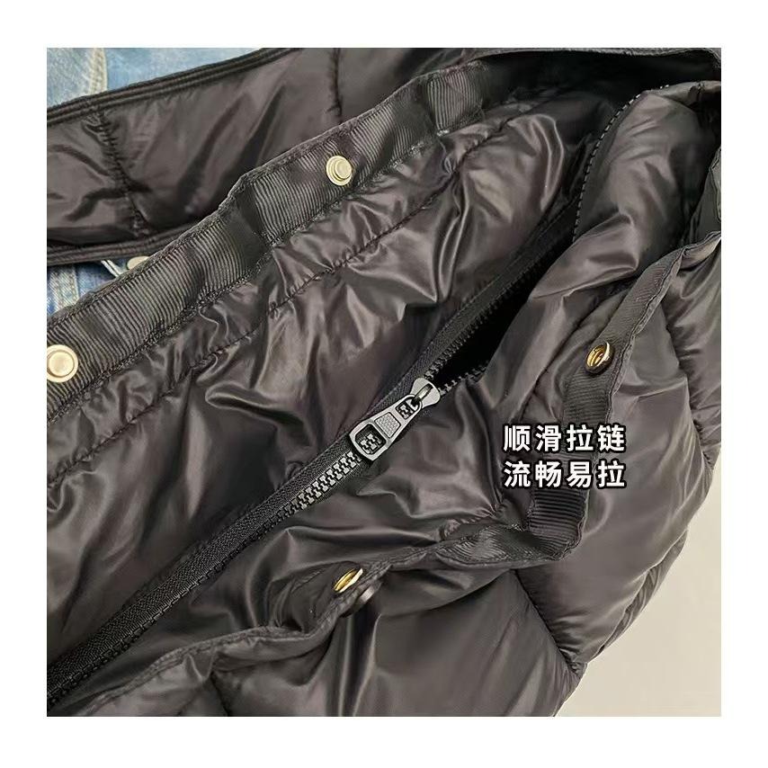 WDF.CO現貨│2025新款韓國大方格大餃子包│黑白灰3色刺繡羽絨包│單肩斜背空氣雲朵包 │有拉鍊｜大容量｜通勤包-細節圖9