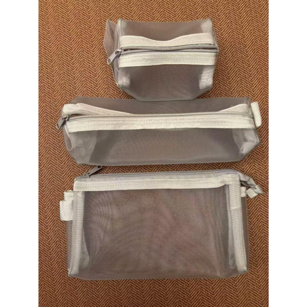 WDF.CO現貨│2025無印風鉛筆盒｜尼龍網眼筆袋｜網紗化妝袋｜黑灰2色透明文具袋｜有拉鍊｜文具收納袋｜雜物收納包-細節圖2