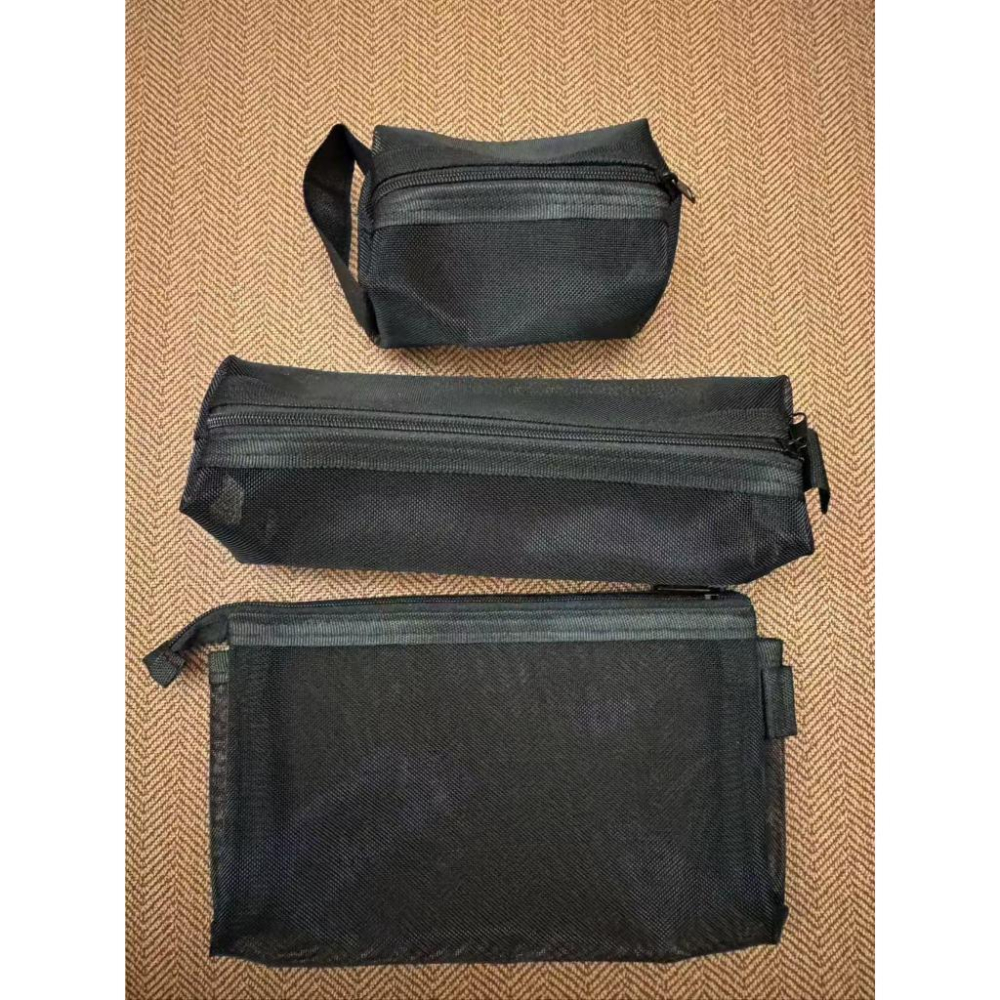 WDF.CO現貨│2025無印風鉛筆盒｜尼龍網眼筆袋｜網紗化妝袋｜黑灰2色透明文具袋｜有拉鍊｜文具收納袋｜雜物收納包-細節圖4