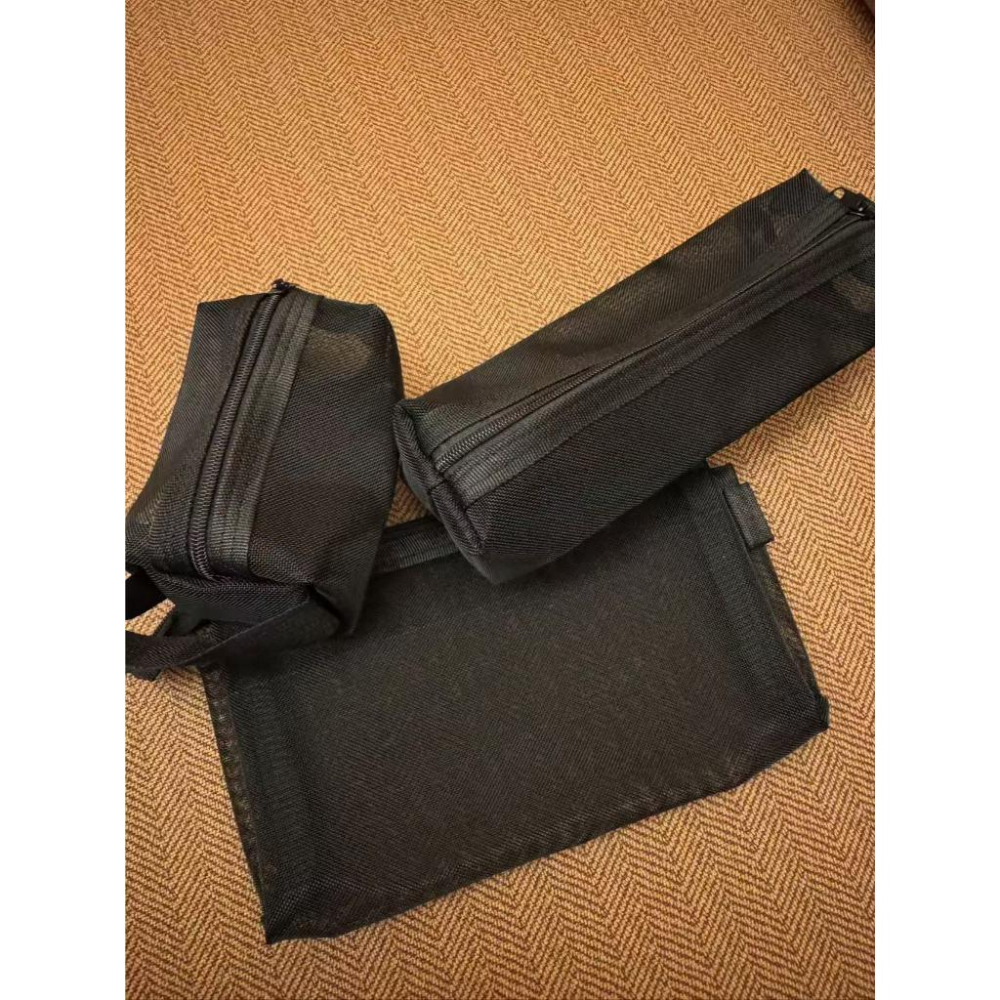 WDF.CO現貨│2025無印風鉛筆盒｜尼龍網眼筆袋｜網紗化妝袋｜黑灰2色透明文具袋｜有拉鍊｜文具收納袋｜雜物收納包-細節圖5