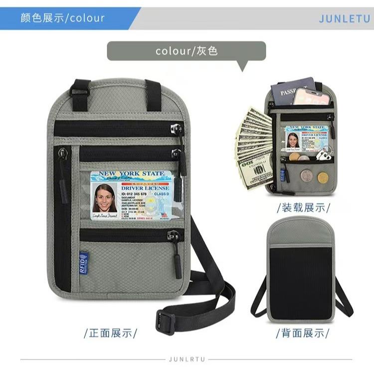 WDF.CO現貨｜2025歐美新款多功能護照包 │5色單肩證件收納袋 ｜掛脖子隨身包｜RFID｜有拉鍊｜大容量｜外出包-細節圖5