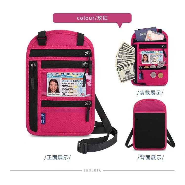WDF.CO現貨｜2025歐美新款多功能護照包 │5色單肩證件收納袋 ｜掛脖子隨身包｜RFID｜有拉鍊｜大容量｜外出包-細節圖9
