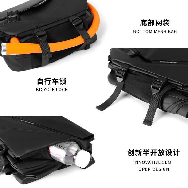 WDF.CO現貨│2025韓版工裝機能郵差包 │黑灰2色防潑水尼龍包 │磁吸款隨身小包｜大容量｜單肩包｜斜背包｜胸包｜-細節圖7