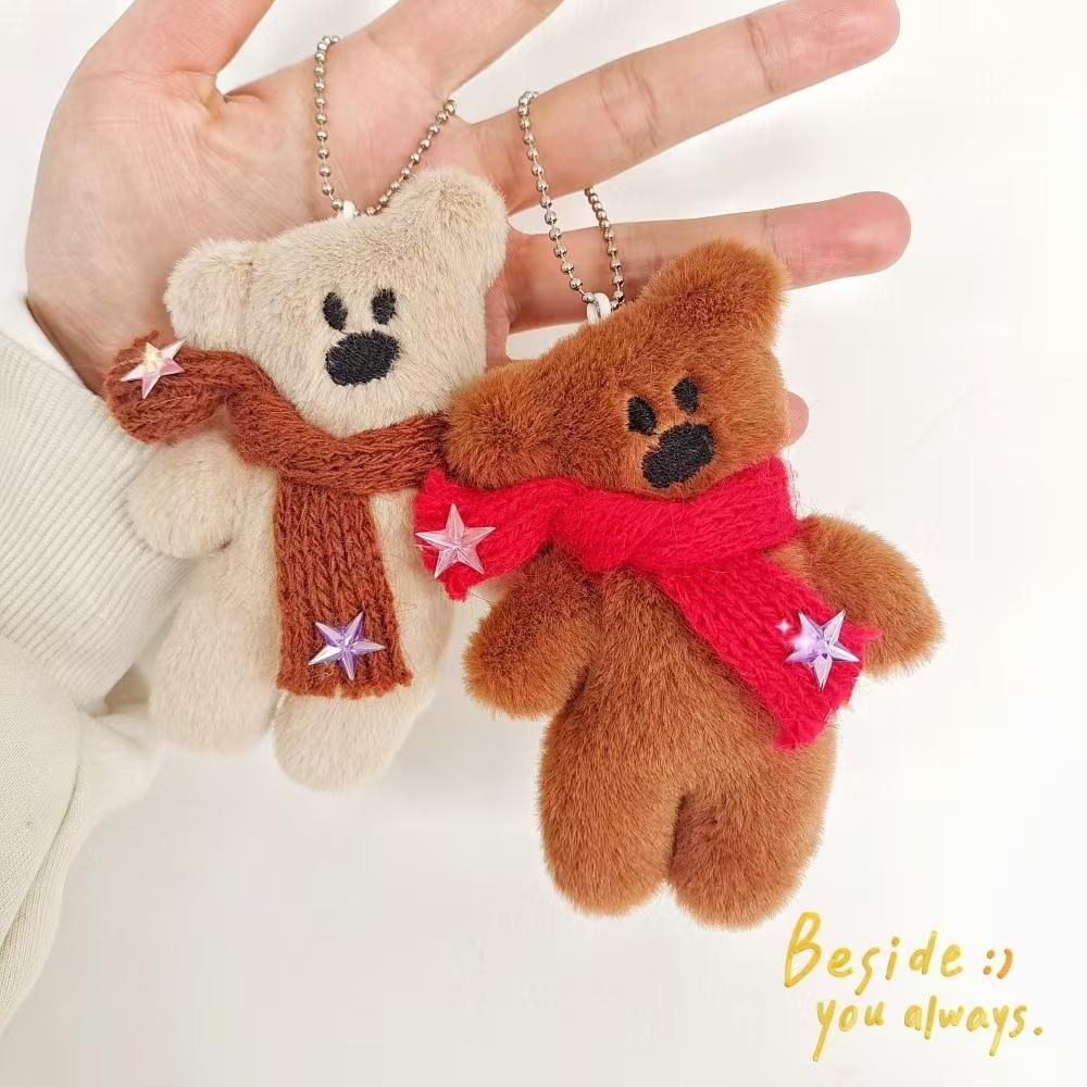 WDF.CO現貨｜2024韓國新款憨豆熊吊飾│米色咖啡色│圍巾│吊帶褲│裙子│珠鍊│ins小物│包包吊飾│鑰匙圈│毛絨-細節圖8