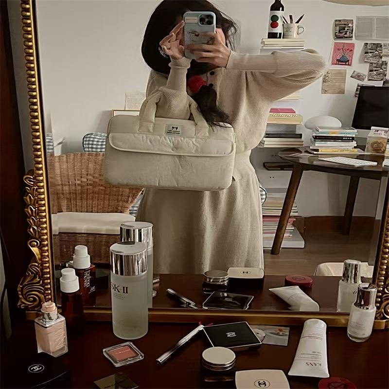 WDF.CO現貨│2025韓國新款ipad筆電包收納│黑白藍3色平板保護套│PVC透明設計│14吋ipad收納鋪棉包││-細節圖5