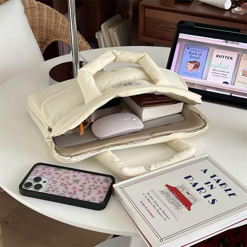 WDF.CO現貨│2025韓國新款ipad筆電包收納│黑白藍3色平板保護套│PVC透明設計│14吋ipad收納鋪棉包││-細節圖7