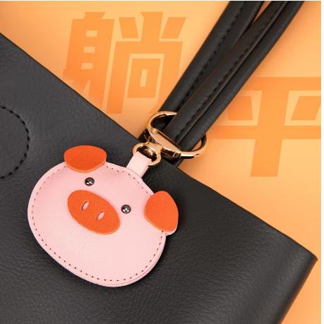 WDF.CO現貨｜2025韓國新款可愛豬頭鑰匙圈｜橘色小豬｜圓圈五金皮革掛件｜包包吊飾｜配飾｜ins小物｜可愛動物-細節圖5