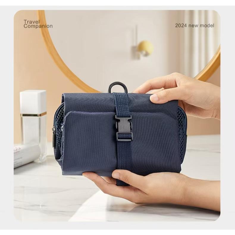 WDF.CO現貨│2024新款日式洗漱收納包│黑銀2色旅行收納包 │化妝品包 │有卡扣掛勾 ｜大容量｜露營用｜外出包-細節圖4