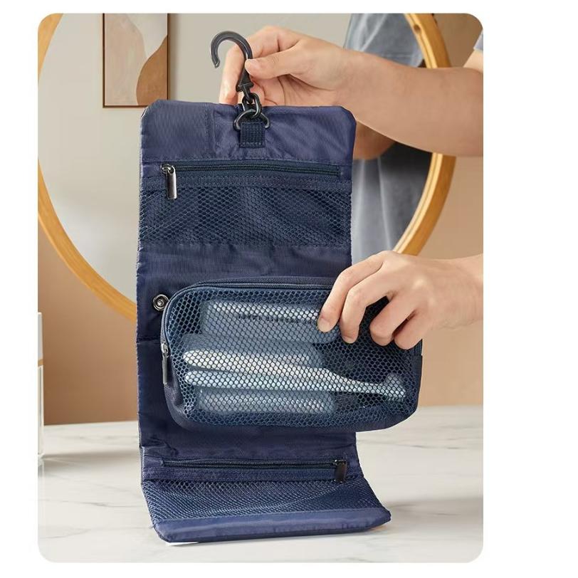 WDF.CO現貨│2024新款日式洗漱收納包│黑銀2色旅行收納包 │化妝品包 │有卡扣掛勾 ｜大容量｜露營用｜外出包-細節圖6